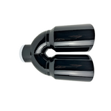 2.5" ID X3.5"X10.5" Dual Double Wall Slant Cut S/S Black Exhaust Tip 1626BK