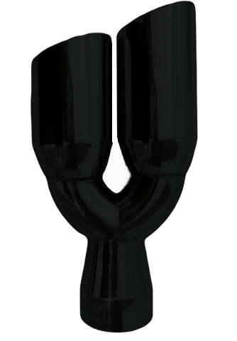 3" IDX3.5"X13.5" -Dual Double Wall Slant Cut S/S Black Exhaust Tip 1637BK
