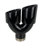 3" IDX4"X10" -Dual Double Wall Slant Cut S/S Black Exhaust Tip Side Angle 1640BK