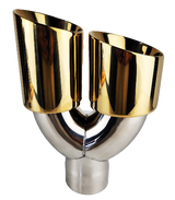 3" IDX4"X10" -Dual Double Wall Slant Cut S/S Gold Exhaust Tip Side Angle 1640GD