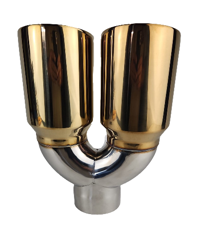 3" IDX4"X12" -Dual Double Wall Slant Cut Stainless Gold Exhaust Tip 1648GD