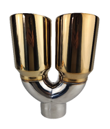 3" IDX4"X12" -Dual Double Wall Slant Cut Stainless Gold Exhaust Tip 1648GD