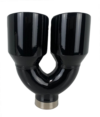 2.5" IDX4"X9.5" -Dual Double Wall Slant Cut S/S Gloss Black Exhaust Tip 1670BK