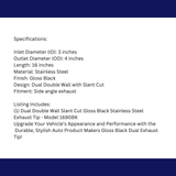 t 3" IDX4"X16" -Dual Double Wall Slant Cut S/S Gloss Black Exhaust Tip 1690BK Mach Speed