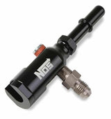 NOS fuel line adapter ; quick connect black anodized 3/8 SAE x 3/8 SAE plate 17002NOS