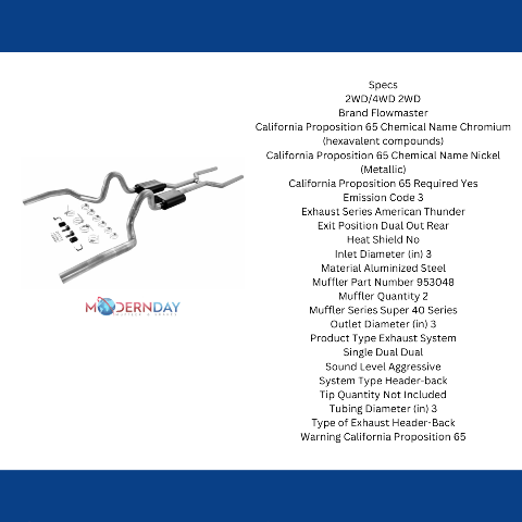 1968-1972 Chevrolet Chevelle Header-back Exhaust System Flowmaster American Thunder 17200