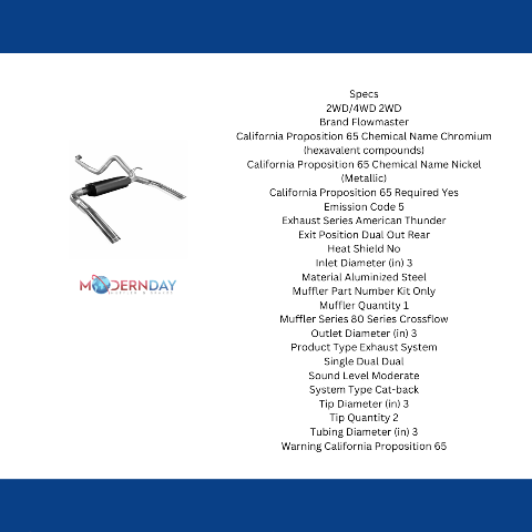 1986-1991 Chevrolet Camaro Cat-back Exhaust System Flowmaster American Thunder 17233