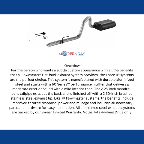 1991-1995 Jeep Wrangler YJ Cat-back Exhaust System Flowmaster Force II 17272