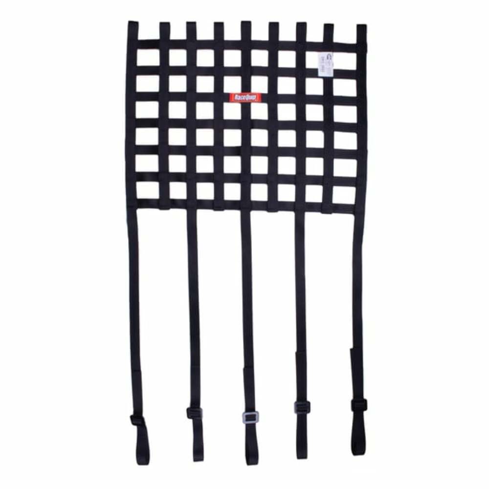 RaceQuip SFI ribbon window net 18 x 18 inch 1 inch SFI 27.1 strap mounts 825003RQP