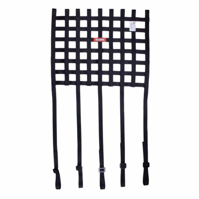 RaceQuip SFI ribbon window net 18 x 18 inch 1 inch SFI 27.1 strap mounts 825003RQP