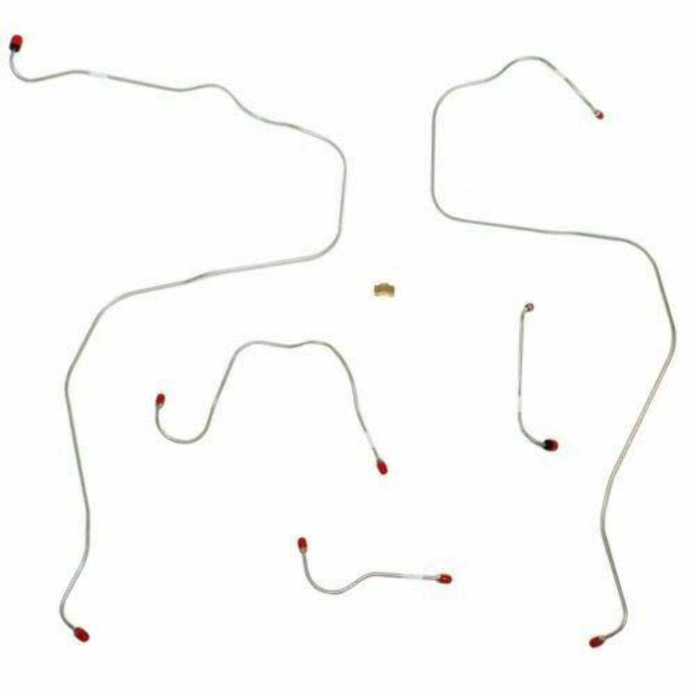 t 1968-69 AMC AMX Front Brake Line Kit Power Drum Brake 5 Piece Set - JKT6803SS Fine Lines