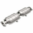 MagnaFlow direct-fit catalytic converter fits 1988 Mitsubishi Galant 3.0L and 1990 Mitsubishi Sigma 3.0L stainless steel Federal EPA compliant OBDII 23250