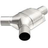 MagnaFlow universal catalytic converter driver side 2.25 inch inlet/outlet stainless steel Federal EPA compliant OBDII 91042