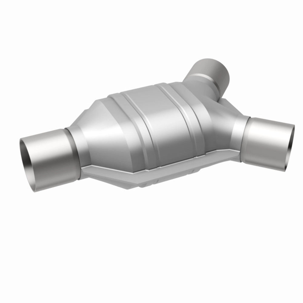 MagnaFlow universal catalytic converter driver side 2.25 inch inlet/outlet stainless steel Federal EPA compliant OBDII 91042