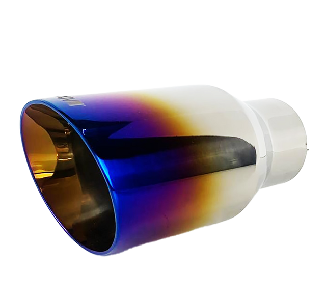 t 2.25" ID/3.5" OUT/7" Single Round Double Wall Slant Cut Exhaust Tip-Blue NT-2379 Mach Speed
