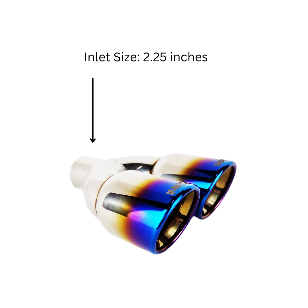 t 2.25" ID/3.5" OUT/9.5" Dual Double Wall Slant Cut Exhaust Tip-Blue NT-2568BL Mach Speed