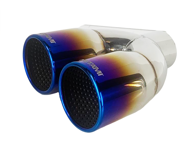 t 2.25" ID/3" OUT/8" Single Wall w/Resonator Slant Cut Exhaust Tip-Blue NT-1630BL Mach Speed