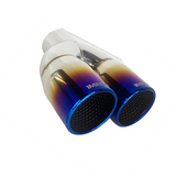 t 2.25" ID/3" OUT/8" Single Wall w/Resonator Slant Cut Exhaust Tip-Blue NT-1630BL Mach Speed