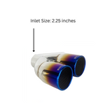 t 2.25" ID/3" OUT/8" Single Wall w/Resonator Slant Cut Exhaust Tip-Blue NT-1630BL Mach Speed