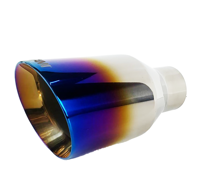 t 2.25" ID/4" OUT/8" Single Round Double Wall StraightCut Exhaust Tip-Blue NT-2479 Mach Speed