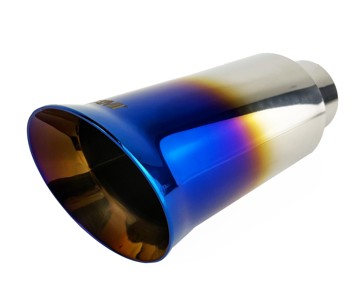 t 2.25" ID/4" OUT/9" Single Round Double Wall Slant Cut Exhaust Tip-Blue NT-2469 Mach Speed