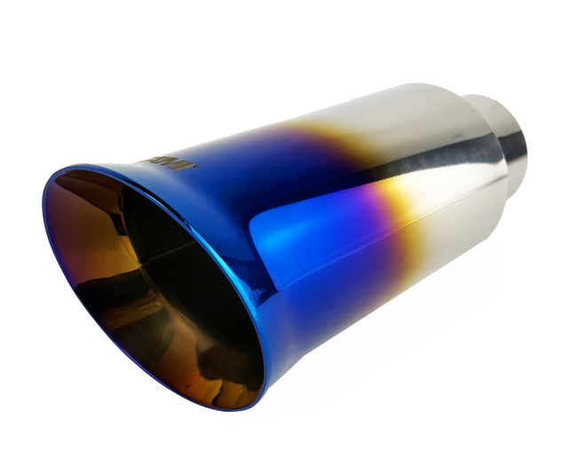 t 2.25" ID/4" OUT/9" Single Round Double Wall Slant Cut Exhaust Tip-Blue NT-2469 Mach Speed