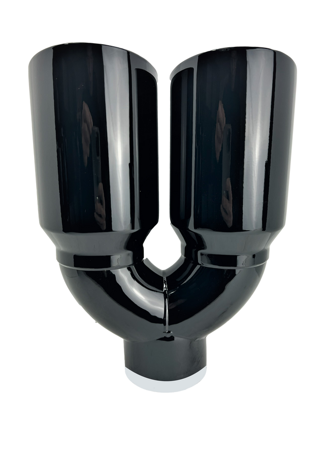 t 2.5" ID X3.5"X10.5" Dual Double Wall Slant Cut S/S Black Exhaust Tip 1626BK Mach Speed