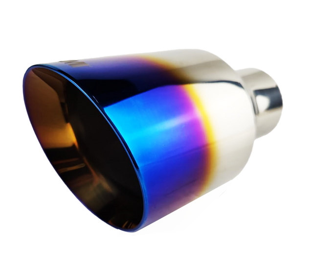t 2.5" ID/4.5" OUT/8" Single Round Double Wall Slant Cut Exhaust Tip-Blue NT-2549 Mach Speed