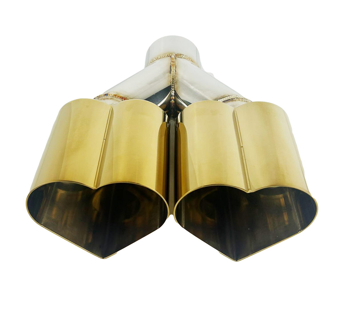t 2.5" ID/4" OUT/10" Dual Heart Shape Exhaust Tip Gold NT-HEART-2DGD Mach Speed