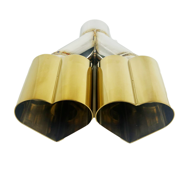t 2.5" ID/4" OUT/10" Dual Heart Shape Exhaust Tip Gold NT-HEART-2DGD Mach Speed