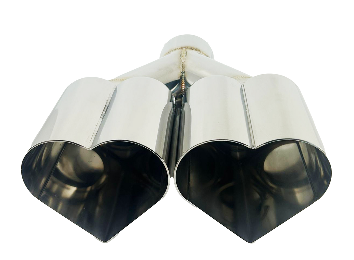 t 2.5" ID/4" OUT/10" Dual Heart Shape Exhaust Tip Polished Chrome NT-HEART-DCP Mach Speed