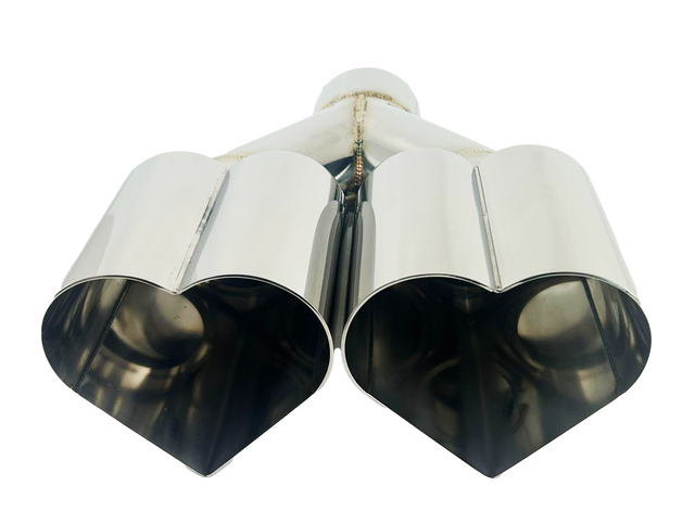 t 2.5" ID/4" OUT/10" Dual Heart Shape Exhaust Tip Polished Chrome NT-HEART-DCP Mach Speed