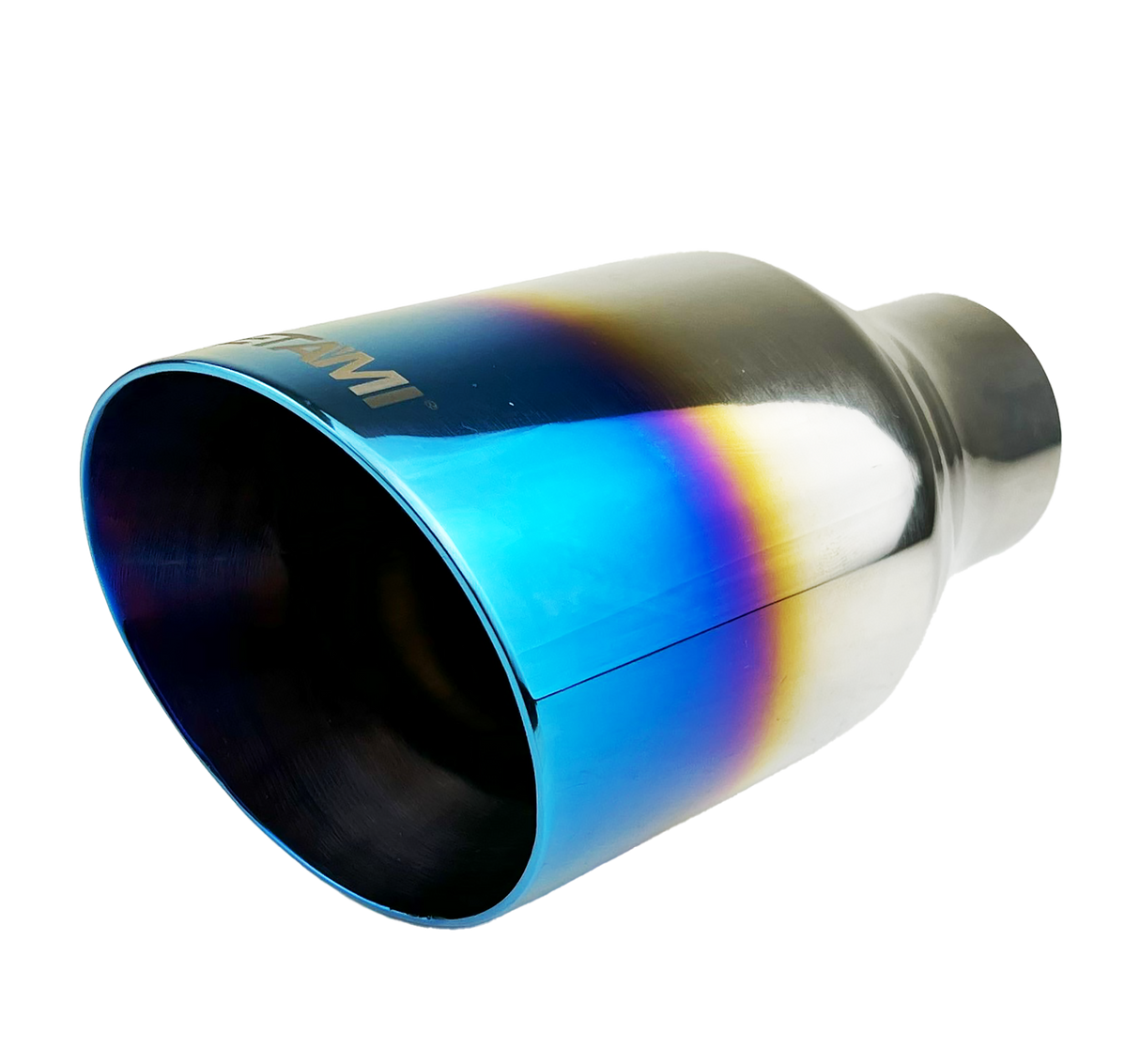 t 2.5" ID/4" OUT/12" Single Round Double Wall Slant Cut Exhaust Tip-Blue NT-2579 Mach Speed