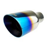 t 2.5" ID/4" OUT/12" Single Round Double Wall Slant Cut Exhaust Tip-Blue NT-2579 Mach Speed