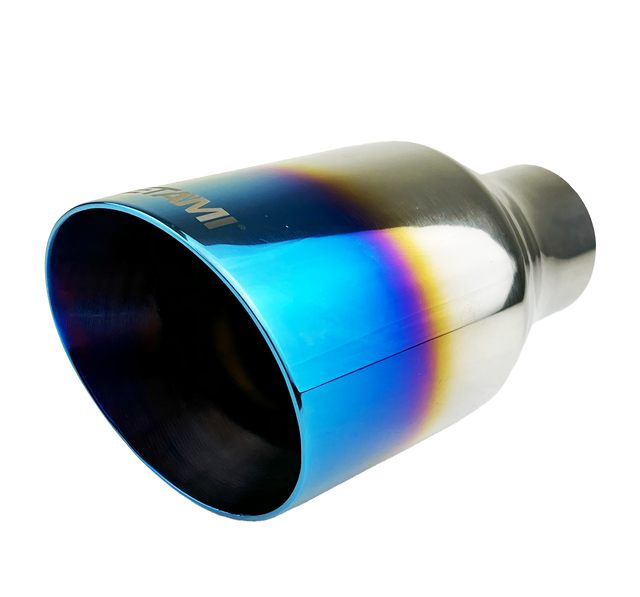 t 2.5" ID/4" OUT/12" Single Round Double Wall Slant Cut Exhaust Tip-Blue NT-2579 Mach Speed