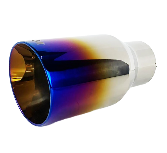 t 2.5" ID/4" OUT/12" Single Round Double Wall StraightCut Exhaust Tip-Blue NT-2578 Mach Speed