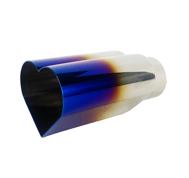 t 2.5" ID/4" OUT/9.5" Heart Shape Exhaust Tip Blue Burnt Flame NT-HEART-SBL Mach Speed