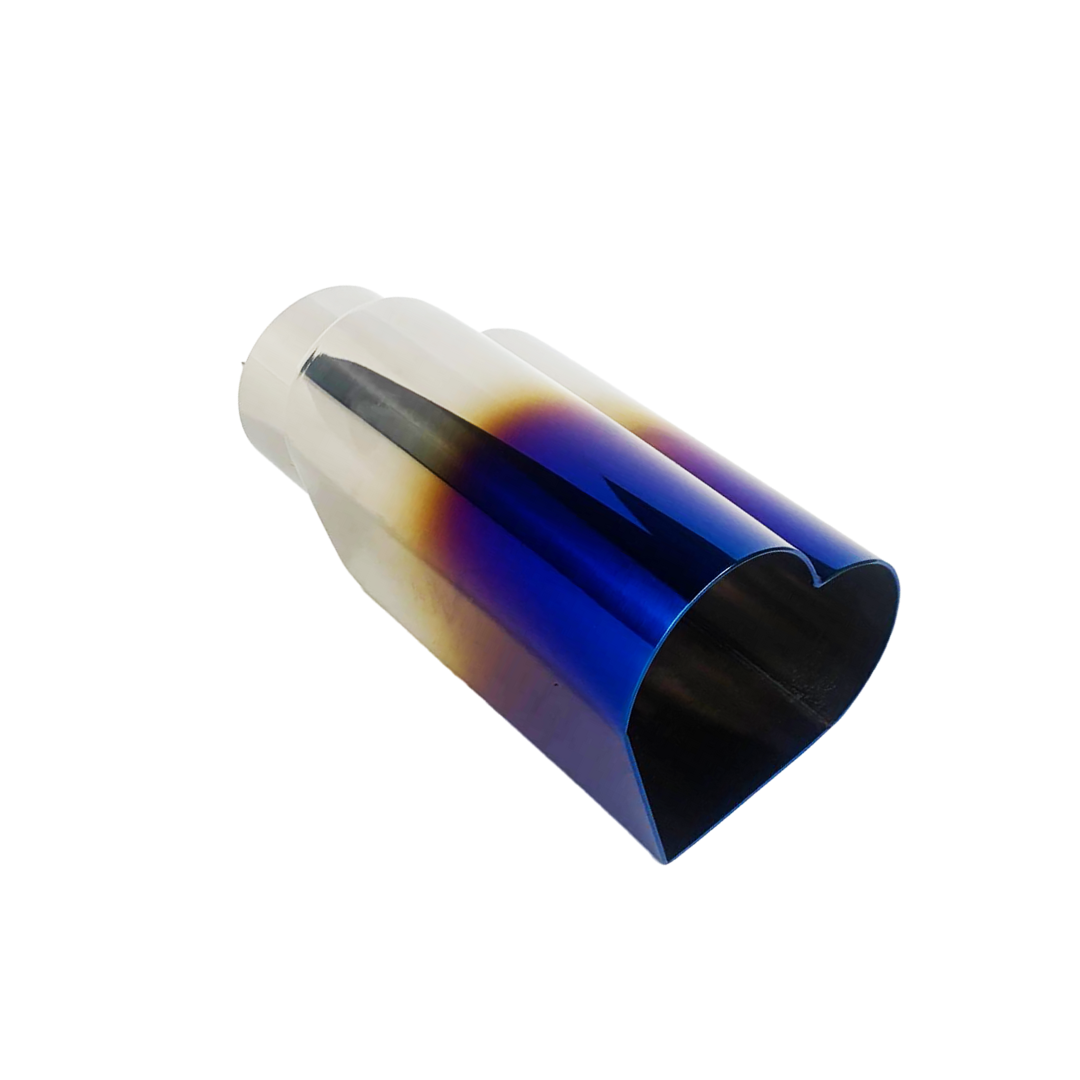 t 2.5" ID/4" OUT/9.5" Heart Shape Exhaust Tip Blue Burnt Flame NT-HEART-SBL Mach Speed