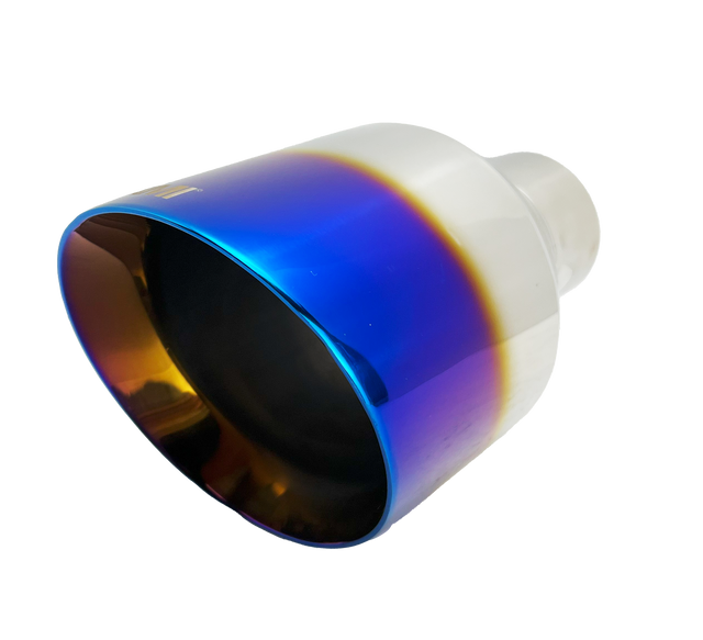 t 2.5" ID/5" OUT/8" Single Round Double Wall Slant Cut Exhaust Tip-Blue NT-2589 Mach Speed