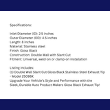 t 2.5" IDX4.5"X8" Double Wall Slant Cut Stainless Gloss Black Exhaust Tip 2509BK Mach Speed
