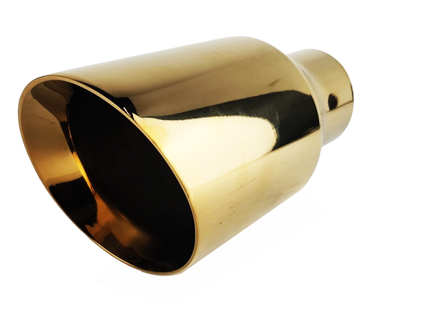 t 2.5" IDX4"X8" Double Wall Slant Cut Stainless Gold Exhaust Tip 2508GD Mach Speed