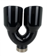 t 2.5" IDX4"X9.5" -Dual Double Wall Slant Cut S/S Gloss Black Exhaust Tip 1670BK Mach Speed