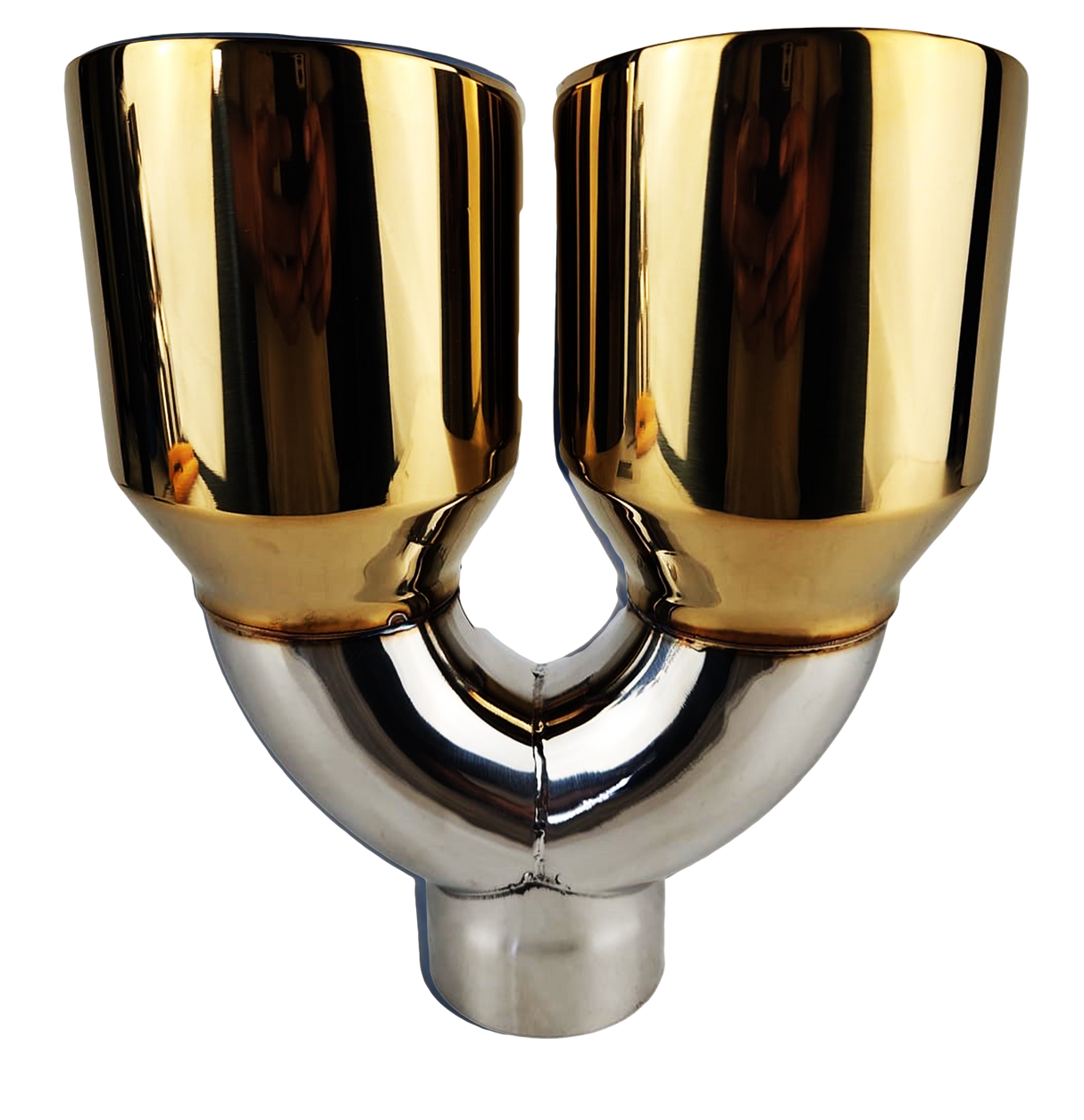 t 2.5" IDX4"X9.5" -Dual Double Wall Slant Cut Stainless Gold Exhaust Tip 1670GD Mach Speed