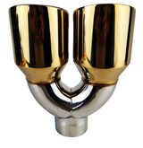 t 2.5" IDX4"X9.5" -Dual Double Wall Slant Cut Stainless Gold Exhaust Tip 1670GD Mach Speed