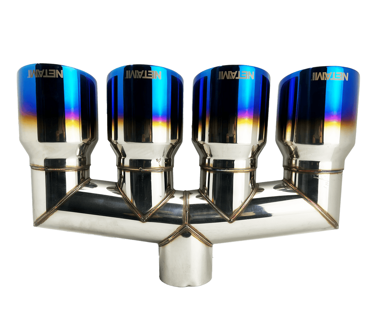 t 2.50" ID/3.50" OUT/11" Quad; Double Wall Slant Cut Exhaust Tip-Blue NT-2535-4BL Mach Speed