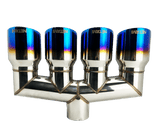 t 2.50" ID/3.50" OUT/11" Quad; Double Wall Slant Cut Exhaust Tip-Blue NT-2535-4BL Mach Speed
