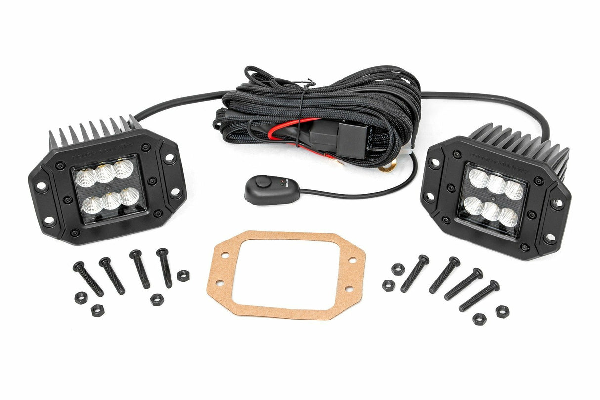 2 Inch Black Series LED Light Pods; Pair; Flood; Flush Mount 70113BL