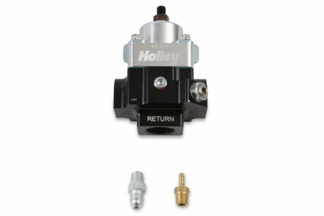 Holley 2 Port Double Adjustable Regulator 10AN _x000D_ Adjustable from 4-9 PSI 12-883 black aluminum