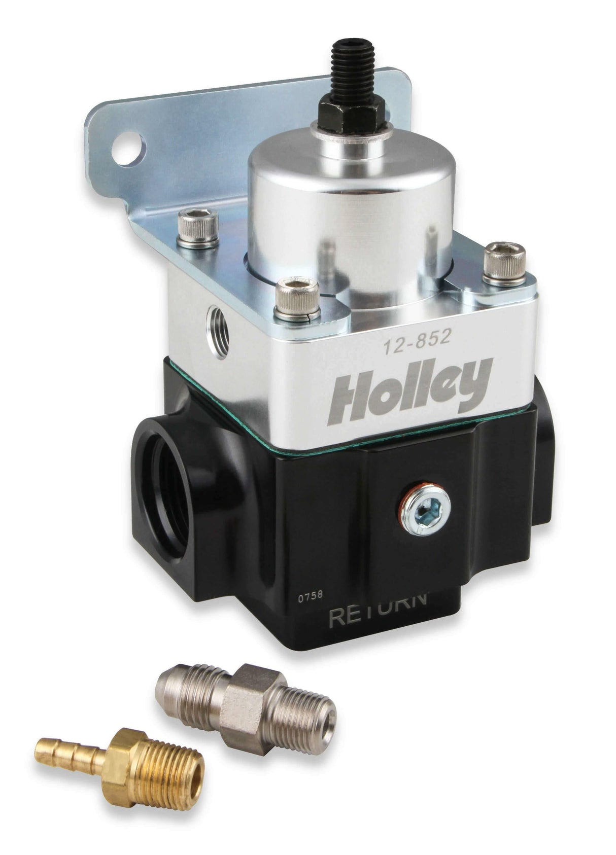 Holley 2 Port VR Series Fuel Pressure Regulator - 12-852 black aluminum