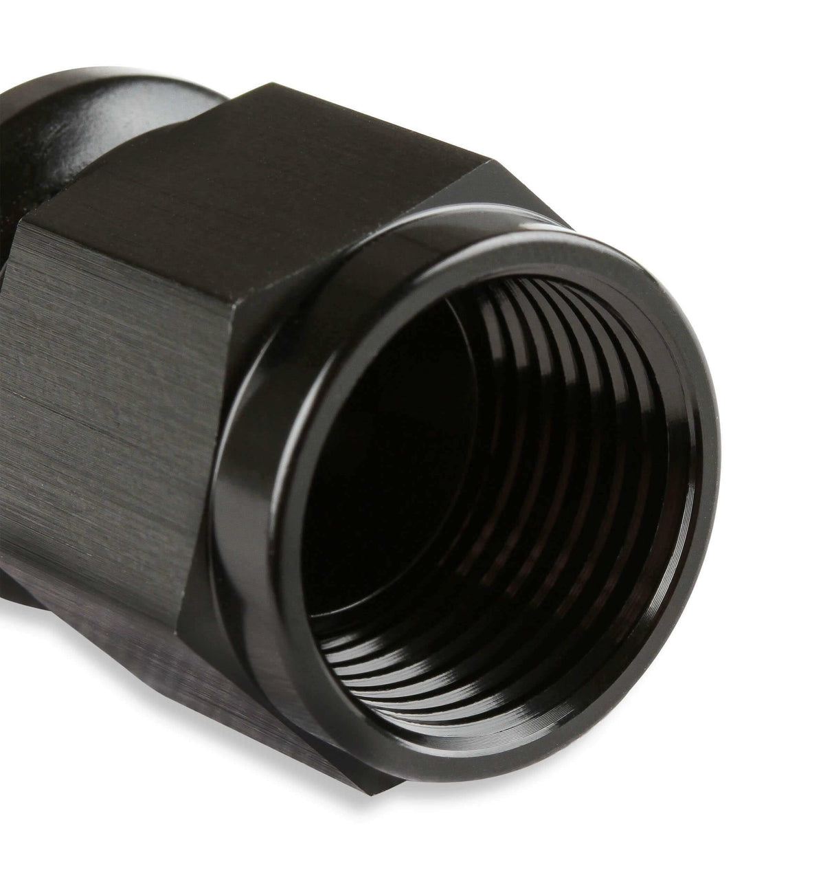 Mr. Gasket 6 AN straight push on hose ends black BL aluminum 200106